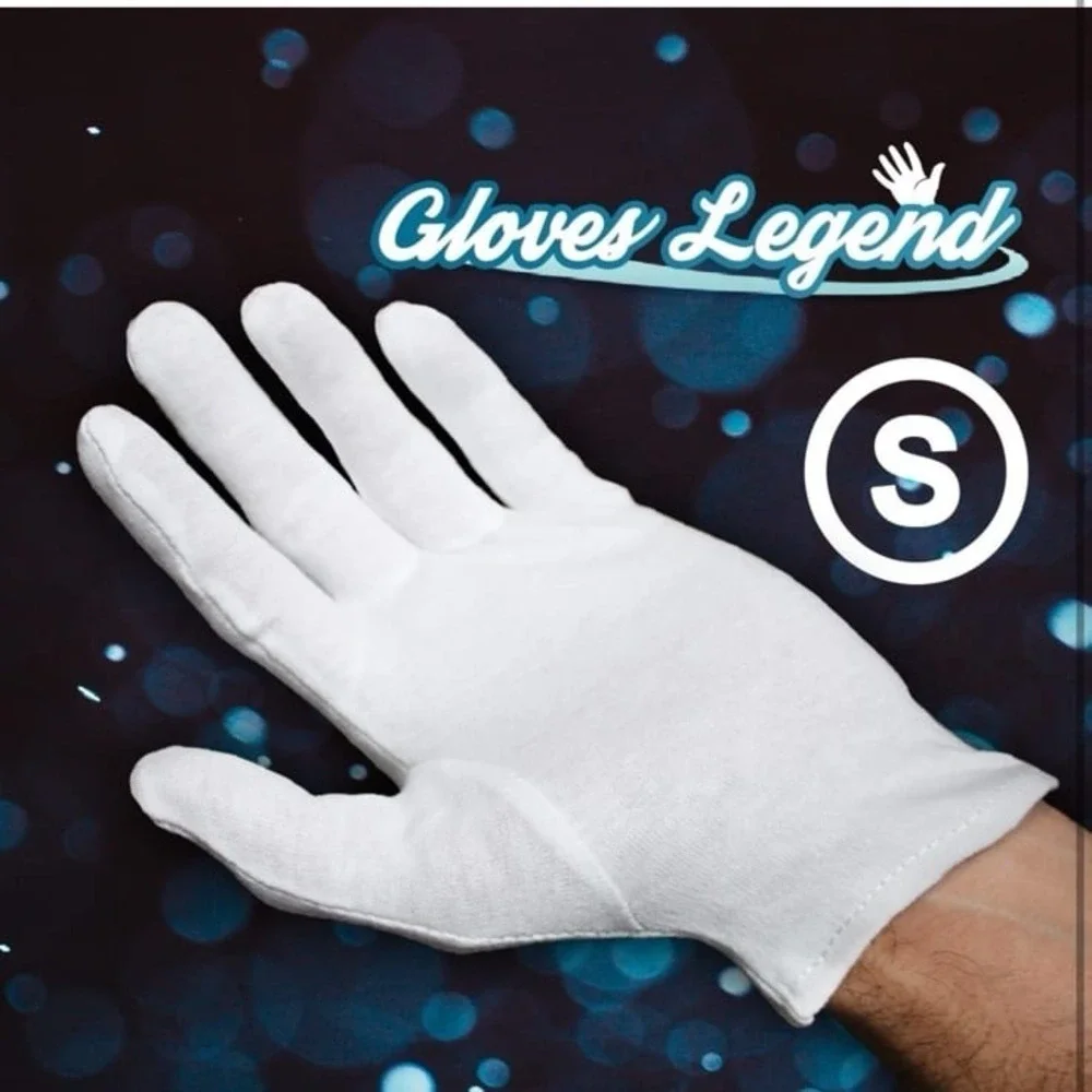 White Cotton Inspection Work Gloves | Coin Silver Art Handling Cosplay Costume |